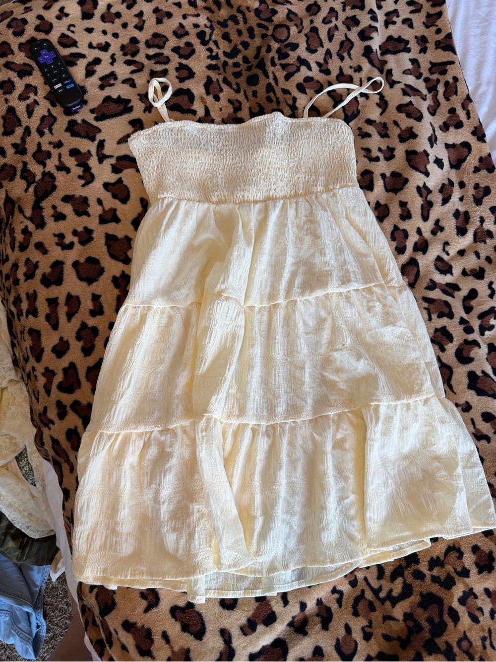 Girls Cream Tiered Sundress with Smocked Bodice